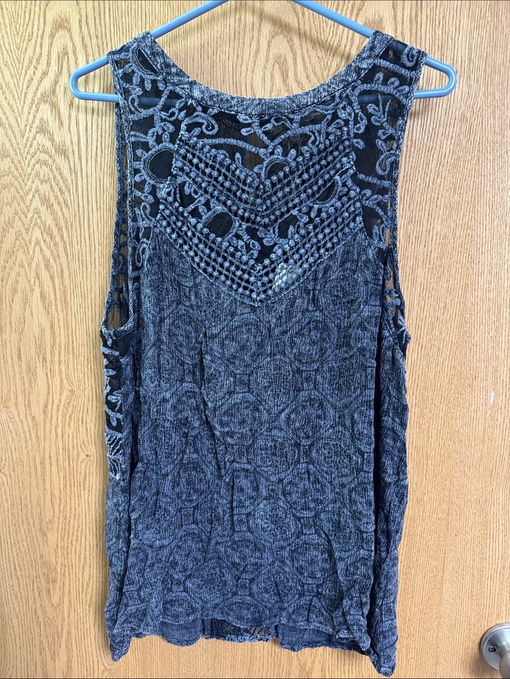 gimmicks by BKE Black Crochet Yoke Sleeveless‎ Tank